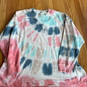 Tie-Dye Sweatshirt in Pink, Blue, and Tan